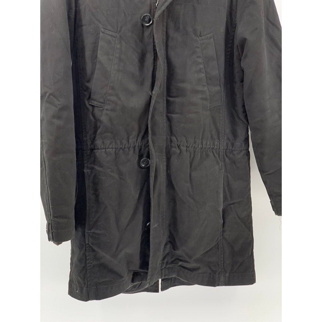 SATURDAYS SURF NYC Men's Black Faux Fur Parka Jacket SZ S