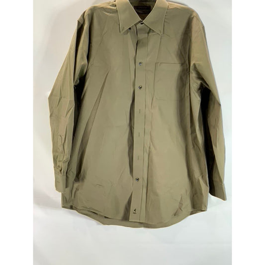 NORDSTROM Men's Khaki Traditional-Fit Smart Care Button-Up Dress Shirt SZ16.5-34