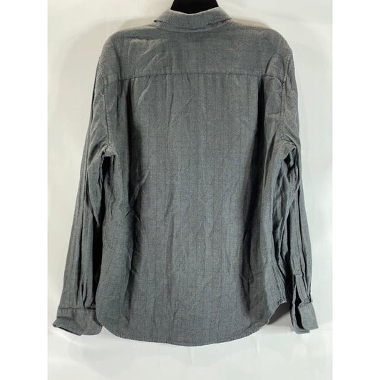 AMERICAN EAGLE Men's Charcoal Herringbone Button-Up Long Sleeve Shirt SZ L