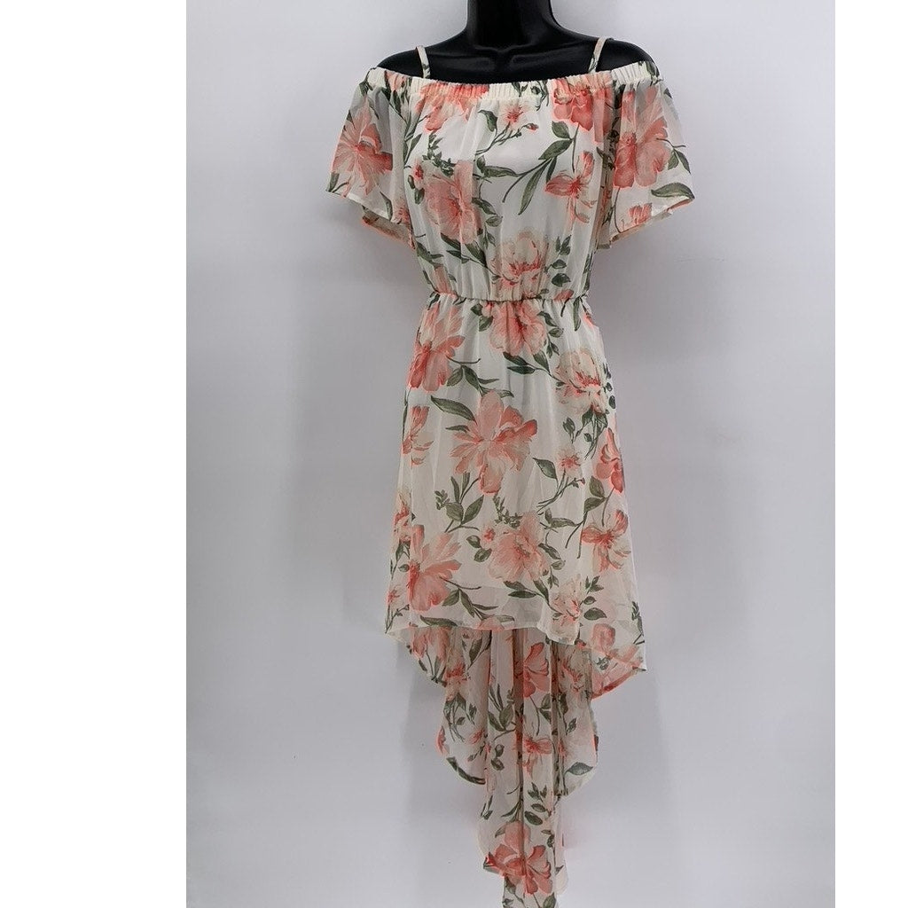AUW Womens High-Low Pink Floral Print Sundress SZ S