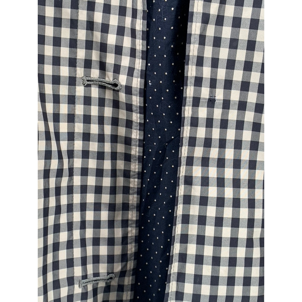 JONES NEW YORK Women's Black-Tan Gingham Button-Up Long Sleeve Blazer SZ M