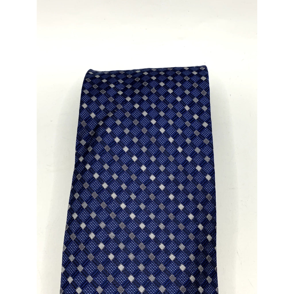 PRONTO UOMO Men's Navy Embroidered Gingham Print Tie