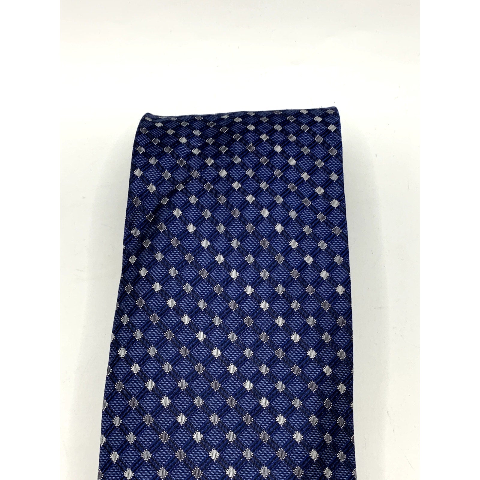 PRONTO UOMO Men's Navy Embroidered Gingham Print Tie