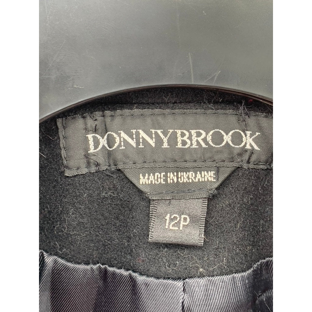DONNYBROOK Women's Petite Black Wool Double Breast Coat SZ 12P