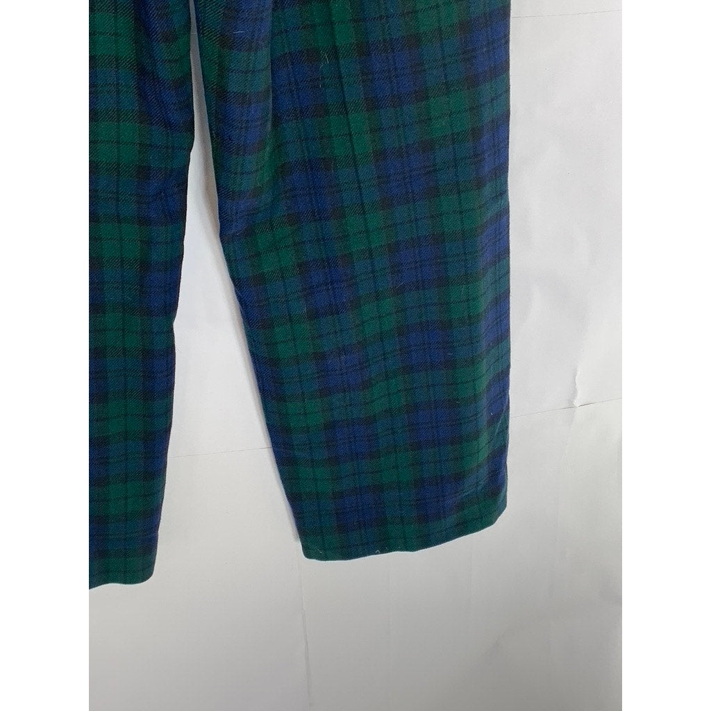 PENDLETON Men's Green/Black Plaid Black Watch tartan Straight-Leg Pants SZ 12