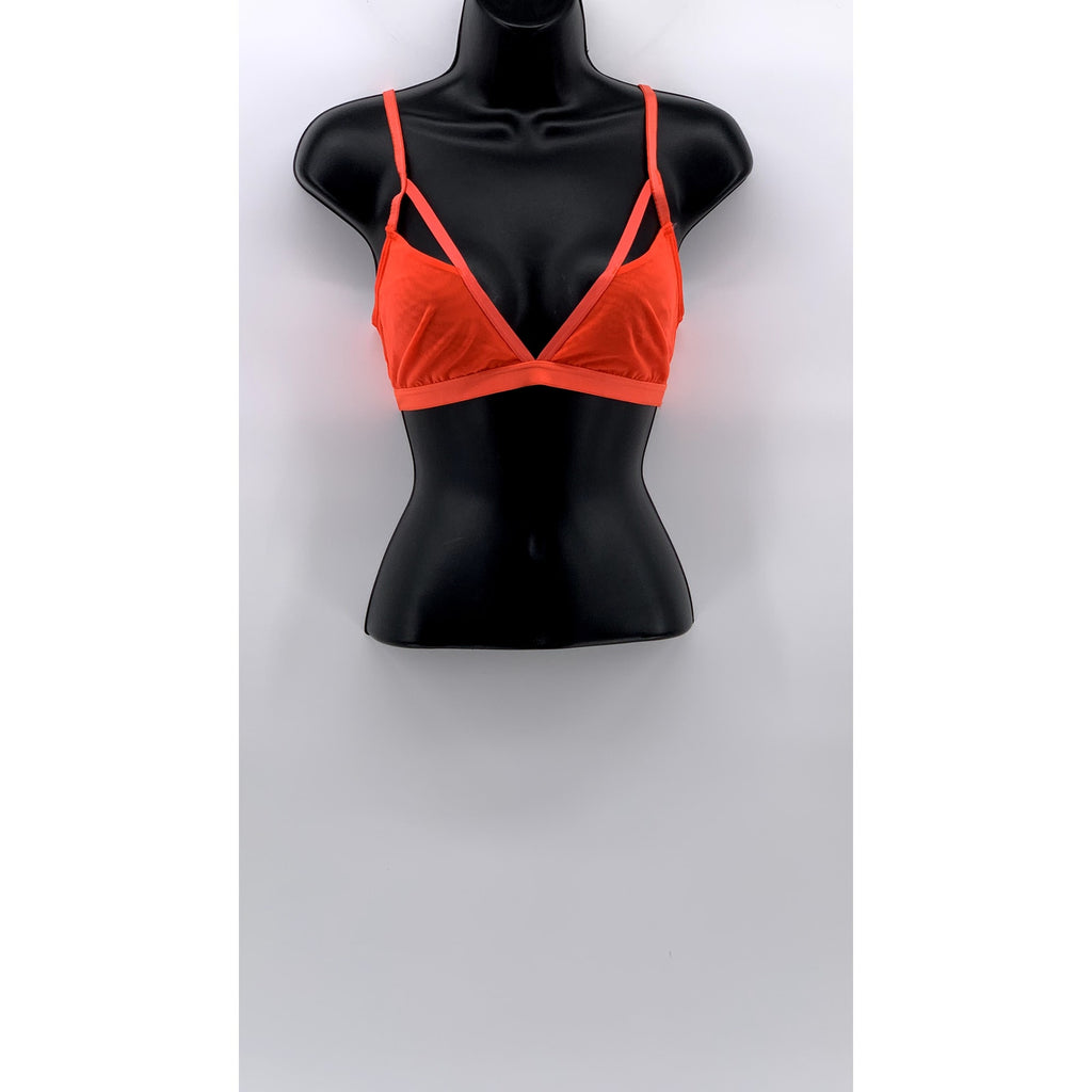 PARADE Women's Neon Orange Mesh Triangle Cutout Bra SZ M
