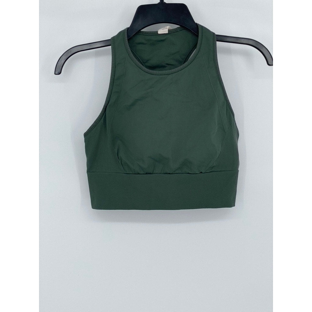 LULULEMON Women's Dark Green Crewneck Racerback Padded Activewear Tank Top SZ 8