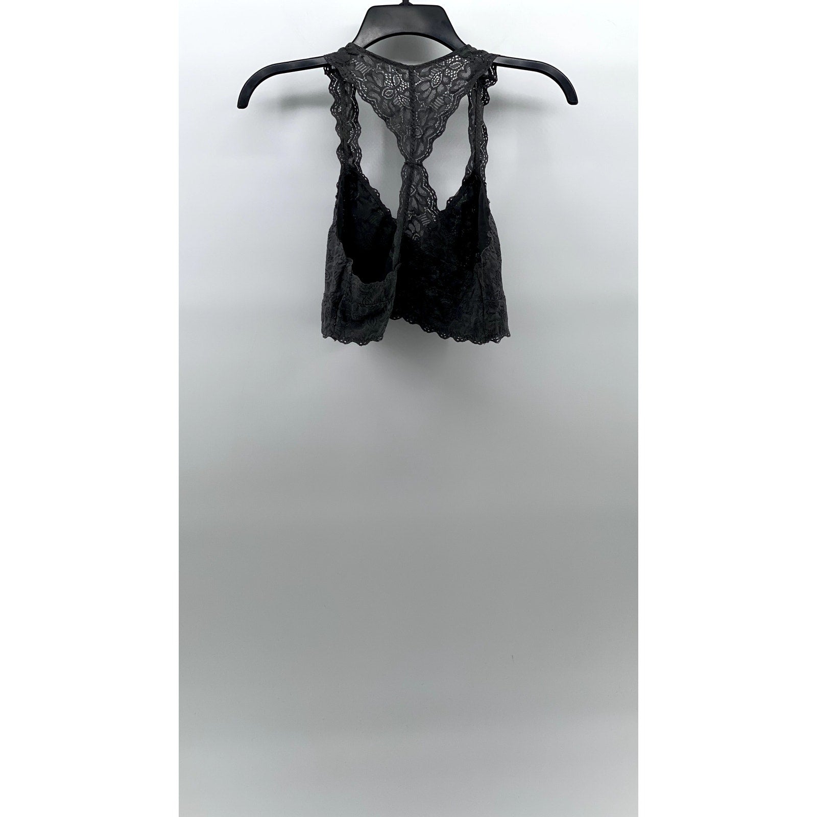 FELINA Lingerie Women's Charcoal Lace-Mesh Racerback V-Neck Bralette SZ M