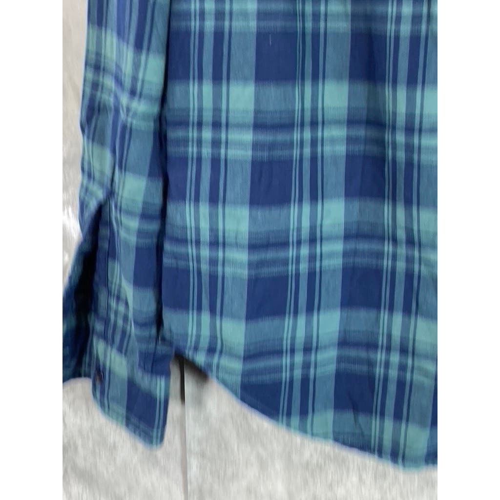 BONOBOS Men's Blue Plaid Standard-Fit Button-Up Long Sleeve Shirt SZ M