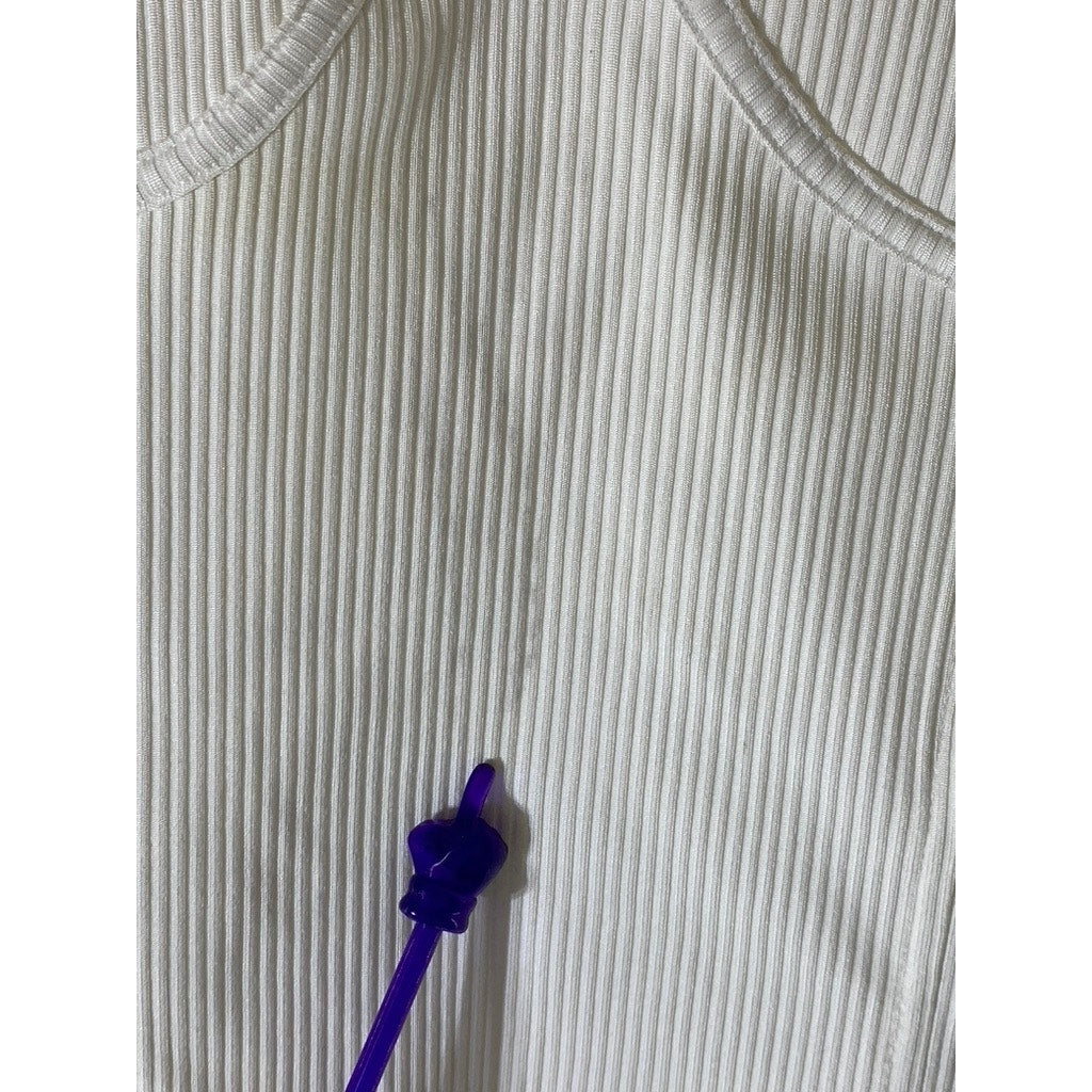 PIMKIE COLLECTION Women's White Ribbed Scoop-Neck Tank Top SZ 6-8(UK-M)