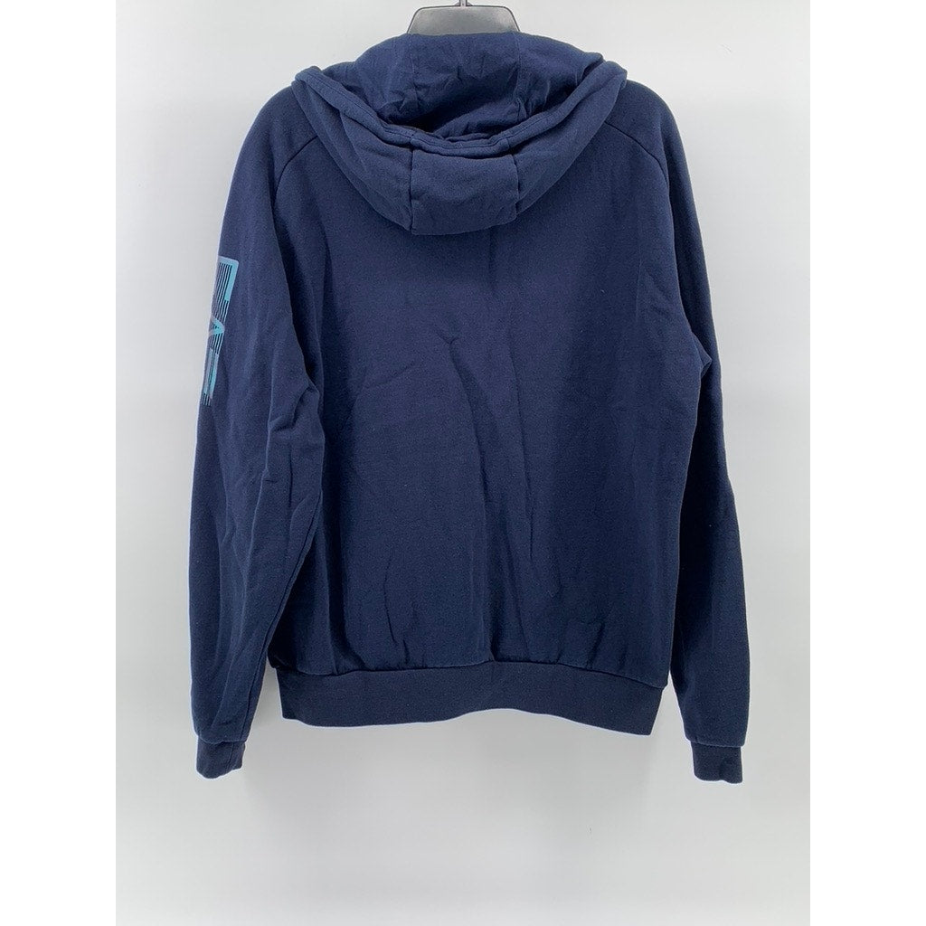 EA7 EMPORIO ARMANI Men's Navy Blue Zip-Up Hooded Sweater SZ L