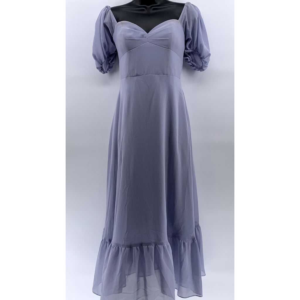 AZAZIE Women's Lilac Sweetheart Neck Short Puff-Sleeve Ruffle-Hem Dress SZ A8