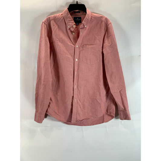 AMERICAN EAGLE OUTFITTERS Men's Red Seriously Soft Button-Up Shirt SZ M