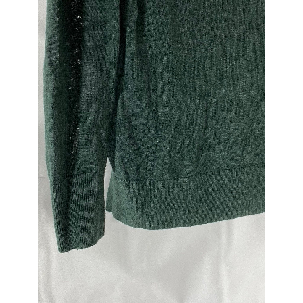 BANANA REPUBLIC Women's Forest Green V-Neck Linen Blend Pullover Sweater SZ XS