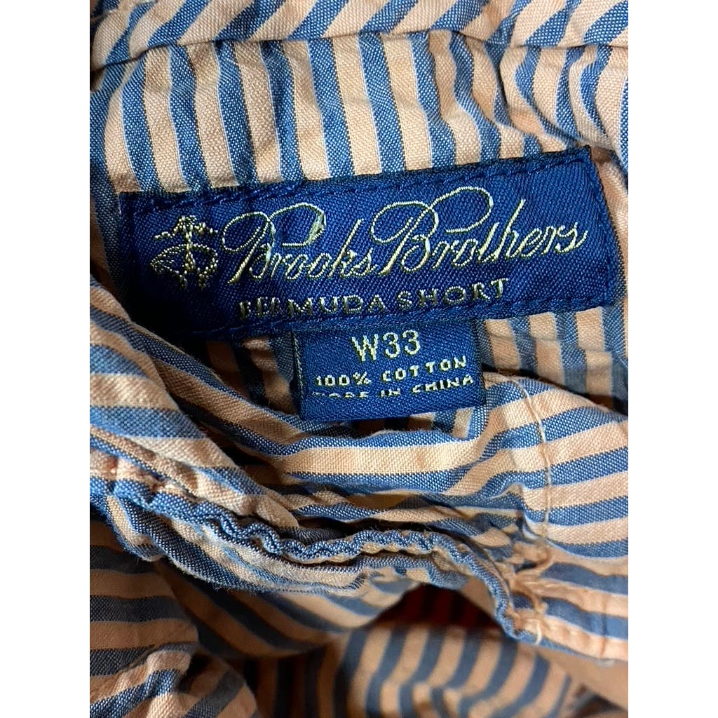 BROOKS BROTHERS Men's Orange Cotton Flat Front Bermuda Shorts SZ 33