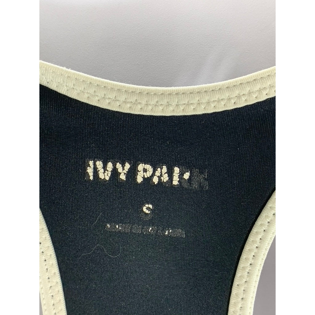 IVY PARK Women's Cream/Black Scoop-Neck Racerback Sport Bra SZ S