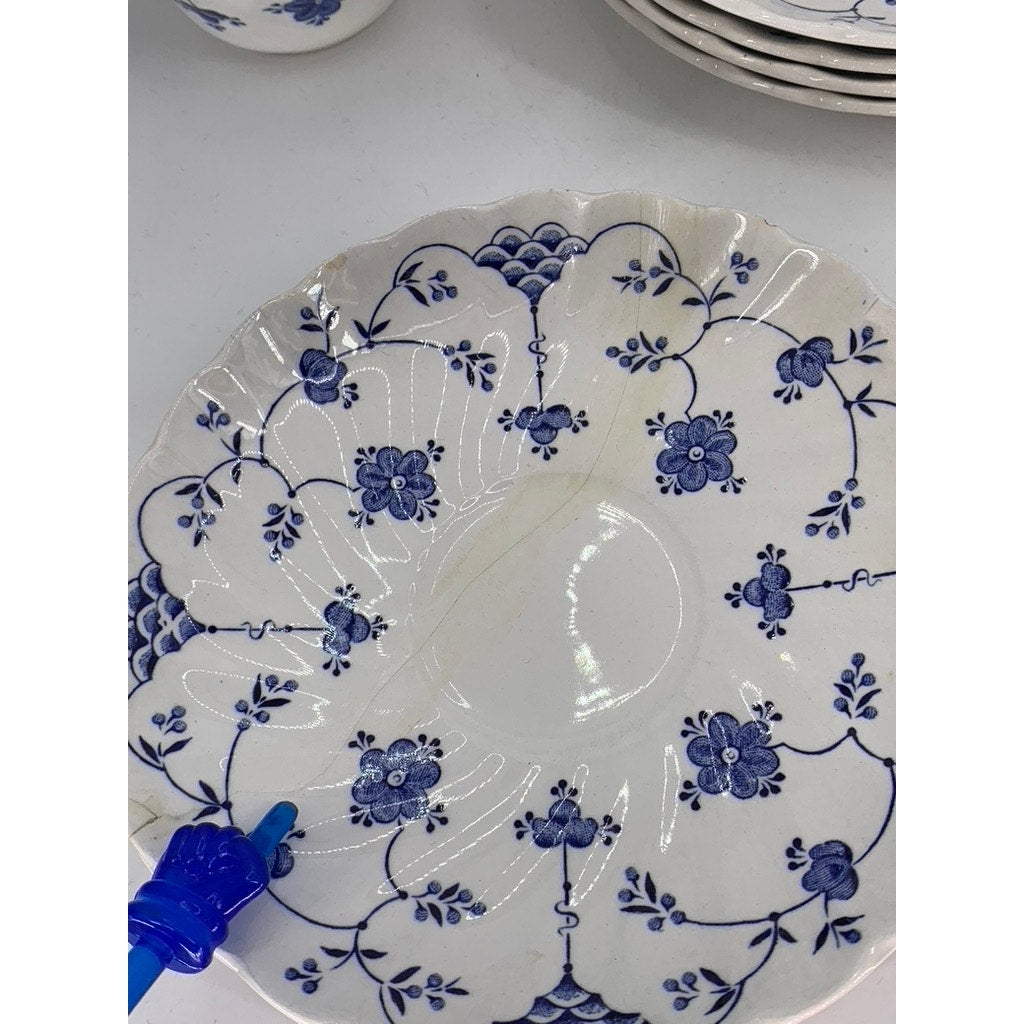 MYOTT FINLANDIA Vintage Swirl Rim Fine Staffordshire Ware 10pc Saucer & Cup