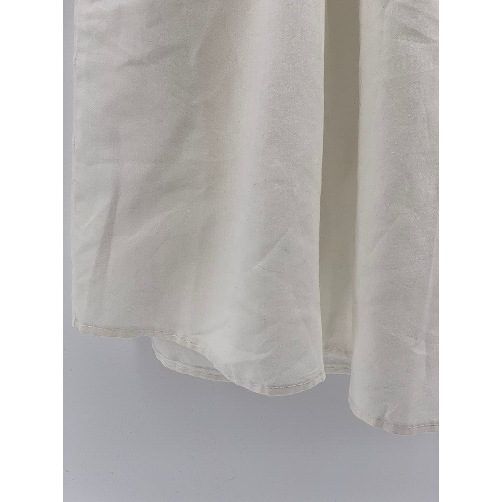 UNBRANDE Women's White-Multi Embroidered Traditional Short Sleeve Blouse SZ L