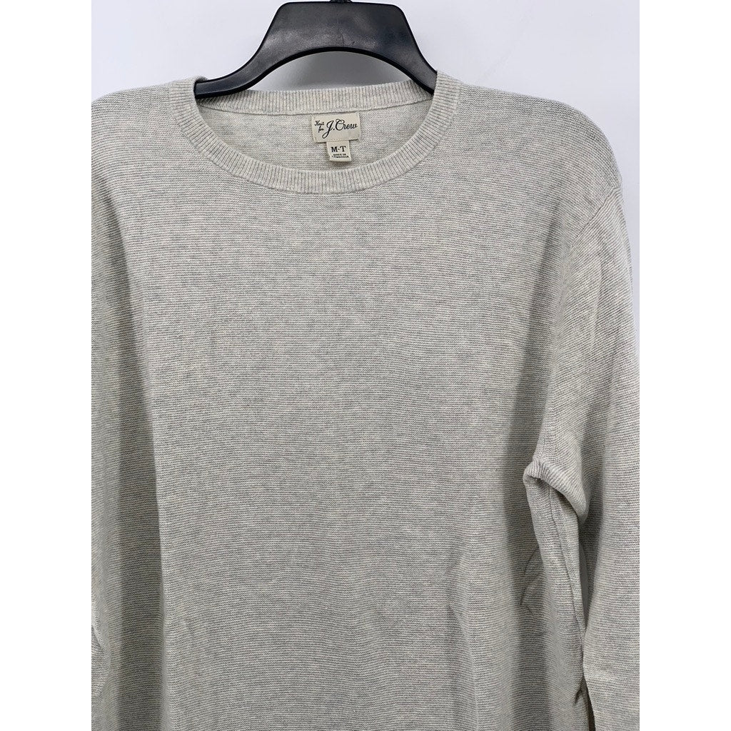 J.CREW Men's Tall Light Gray Crewneck Knit Long Sleeve Sweater SZ MT