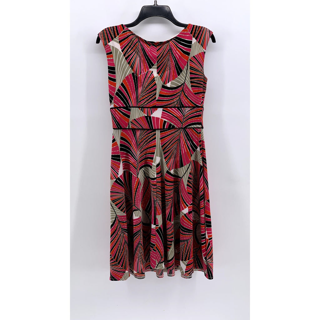 DRESSBARN Women's Red Printed Sleeveless Midi A-Line Dress SZ 4