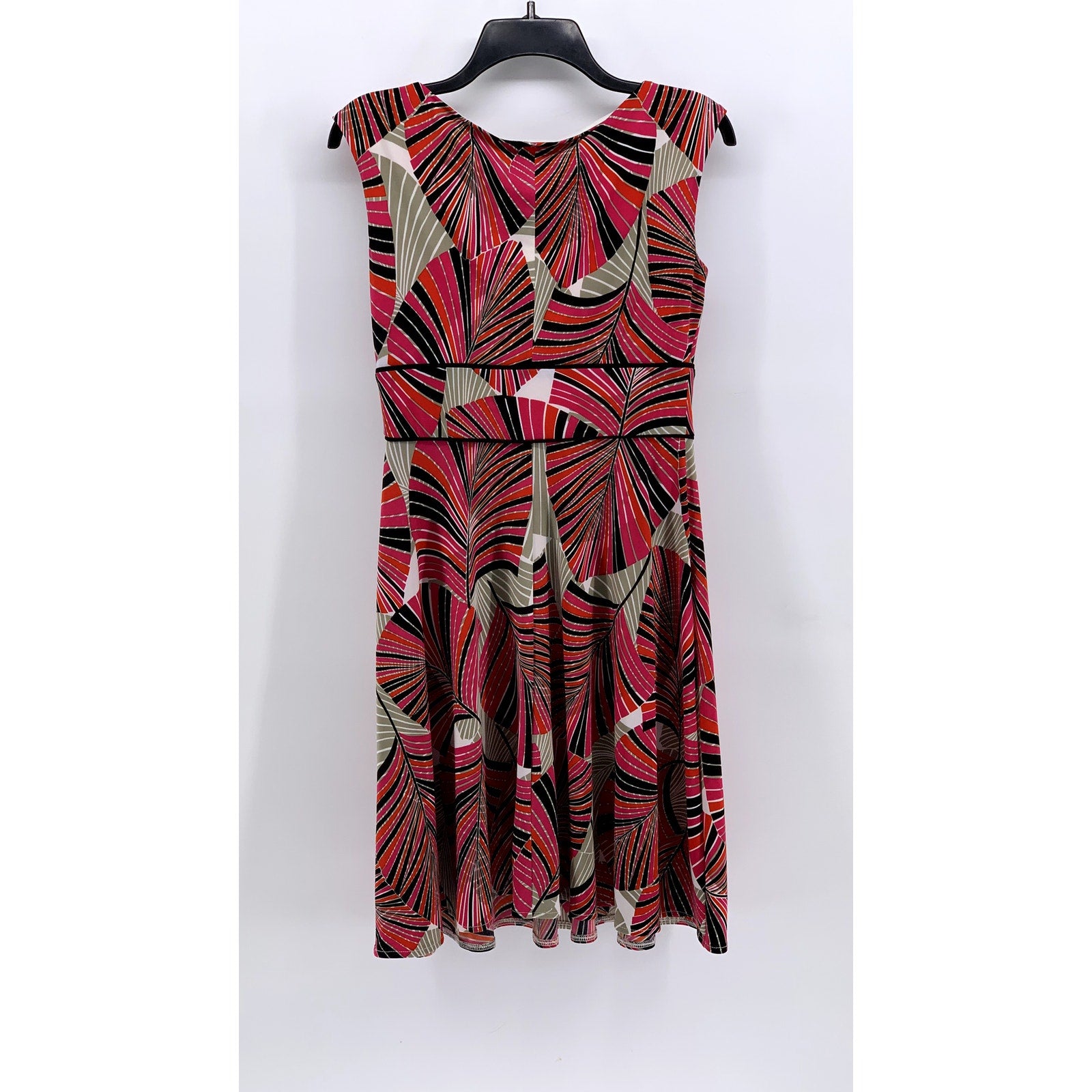 DRESSBARN Women's Red Printed Sleeveless Midi A-Line Dress SZ 4