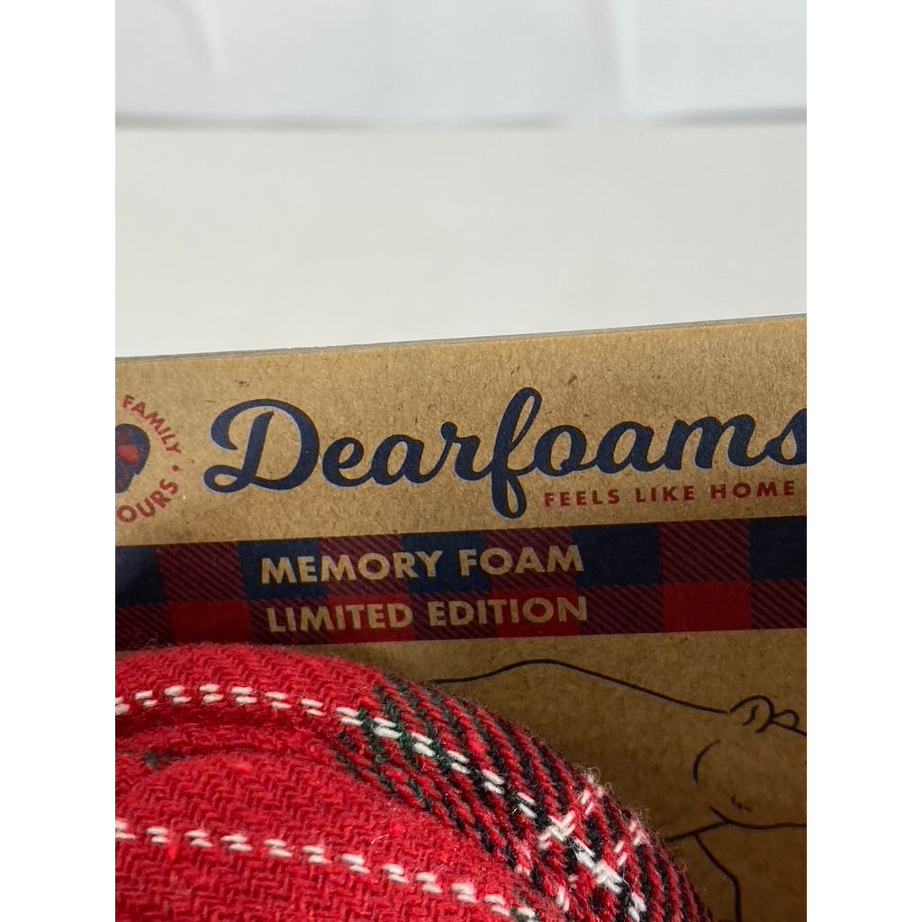DEARFOAMS Women's Red Plaid Mama Bear Logo Clog Slippers SZ XL(11/12)