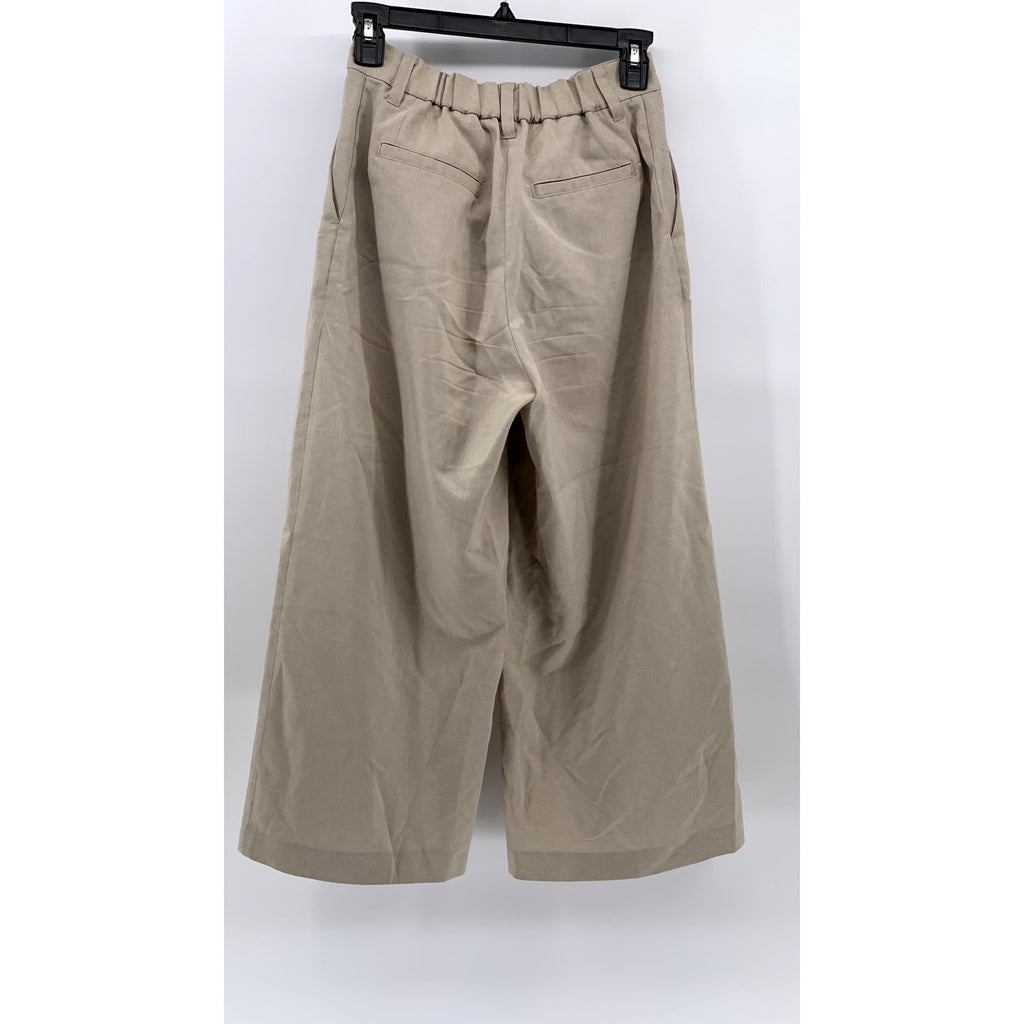 A.V.V Women's Beige Solid Wide-Leg Regular-Fit High-Rise Pant SZ XS