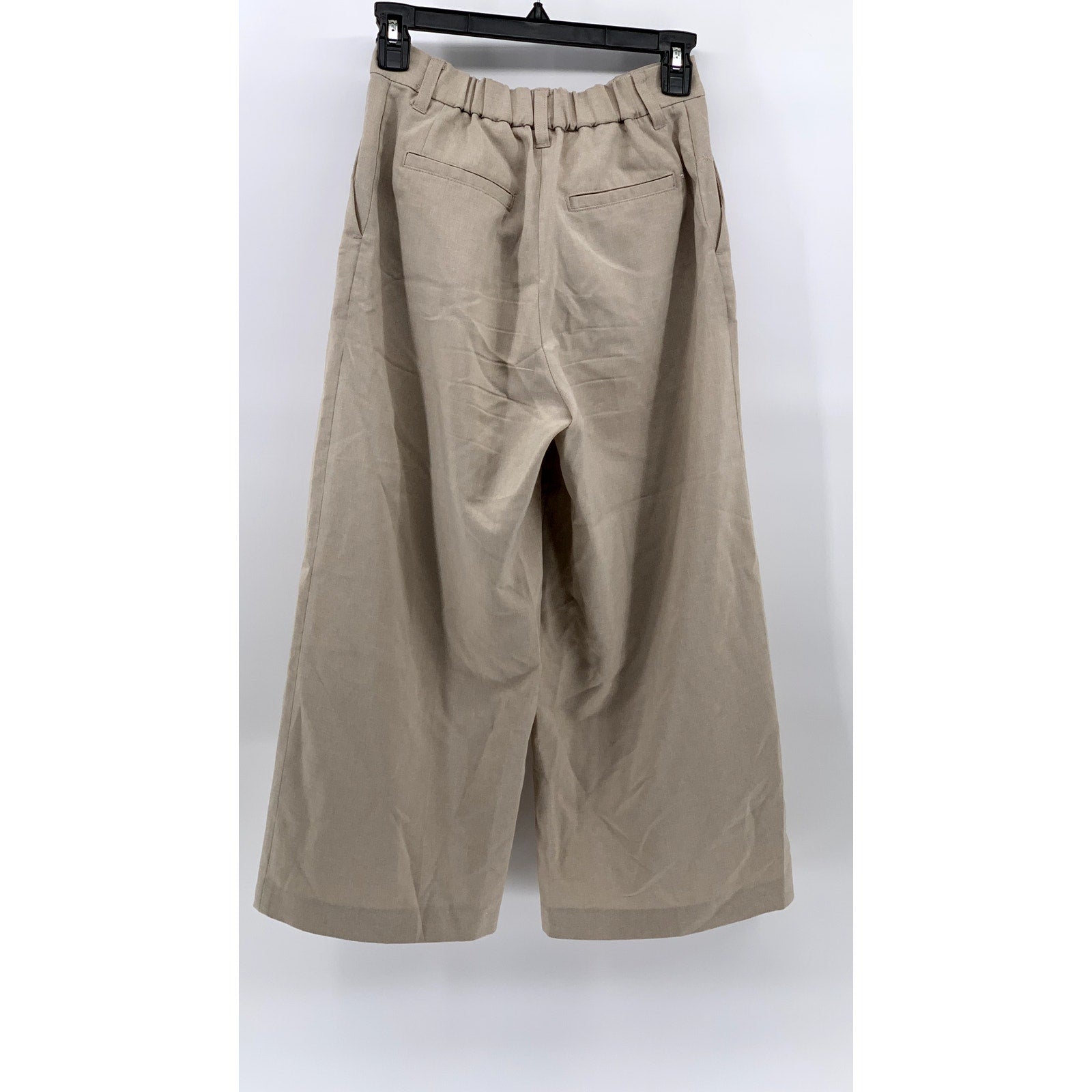 A.V.V Women's Beige Solid Wide-Leg Regular-Fit High-Rise Pant SZ XS
