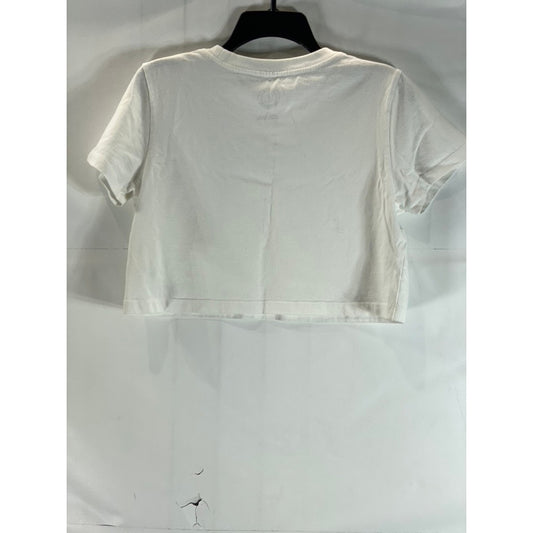 URBAN OUTFITTERS Women's White Crewneck Short Sleeve Best Friend Crop Top SZ S