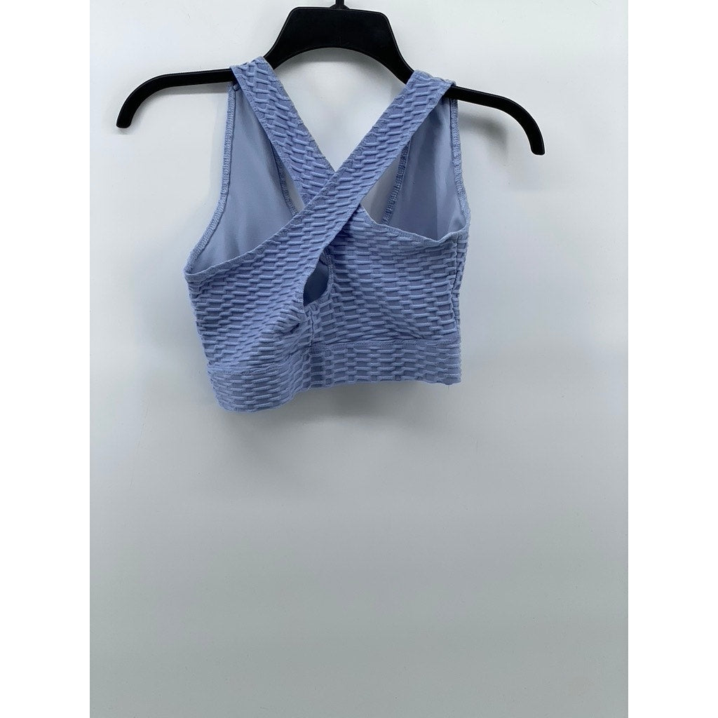 FOREVER 21 Women’s Blue Honeycomb Textured V-Neck Cross Back Bralette SZ S