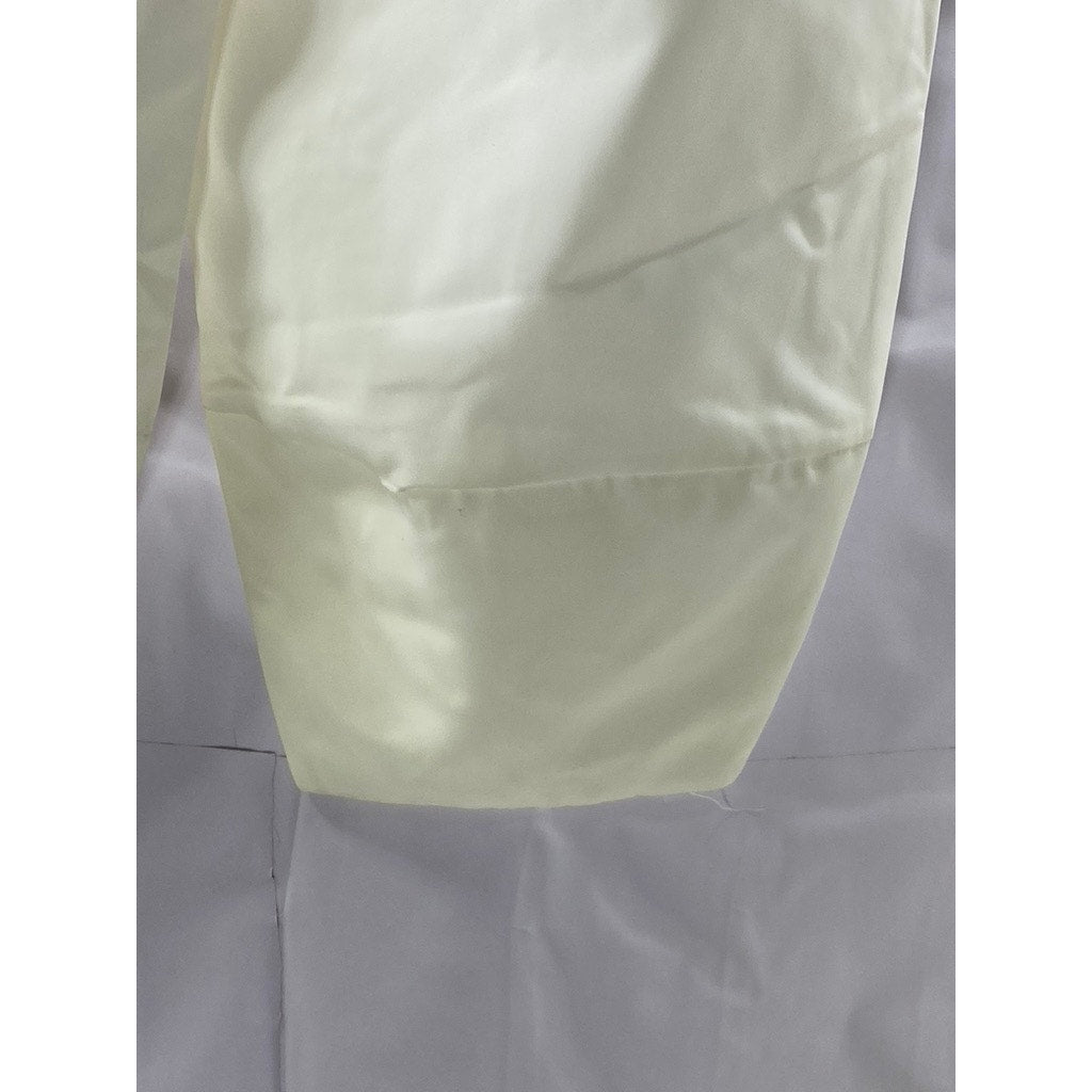 PLEASE Women's White-Black Solid Belted Baggy Pants SZ M
