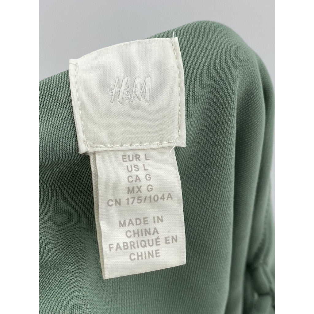 H&M Women's Sage Green Cowl-Neck Spaghetti Strap Midi Slip Dress SZ L