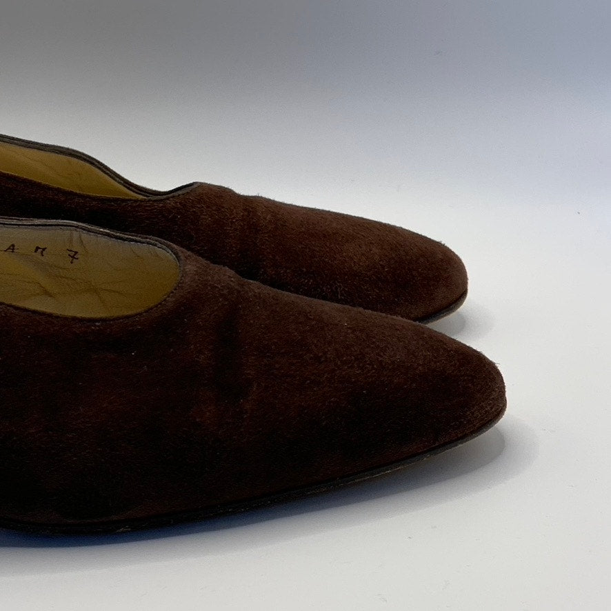 SILVIA FIORENTINA Women's Brown Suede Spiga Round-Toe Block-Heel Pumps SZ 7