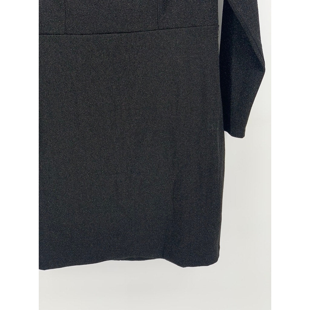 EXPRESS Women's Black Sweetheart Long Sleeve Seamed Mini Dress SZ L