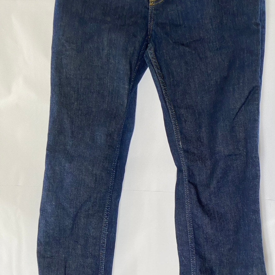 ZARA Women's Dark Blue Denim Mid-Rise Straight-Leg Five-Pocket Jeans SZ 8