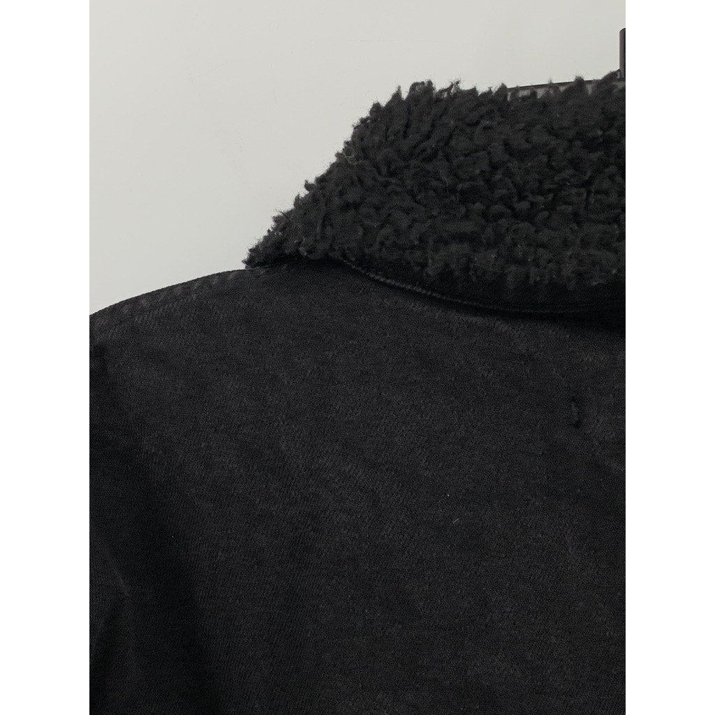 WOOD WOOD Men's Black Denim Button-Up Sherpa Lined Four Pocket Jacket SZ 40