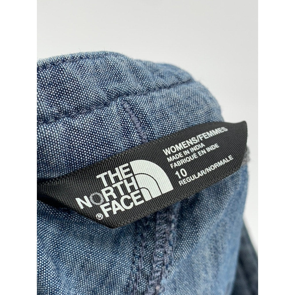THE NORTH FACE Women's Blue Chambray Regular-Fit Casual Shorts SZ 10