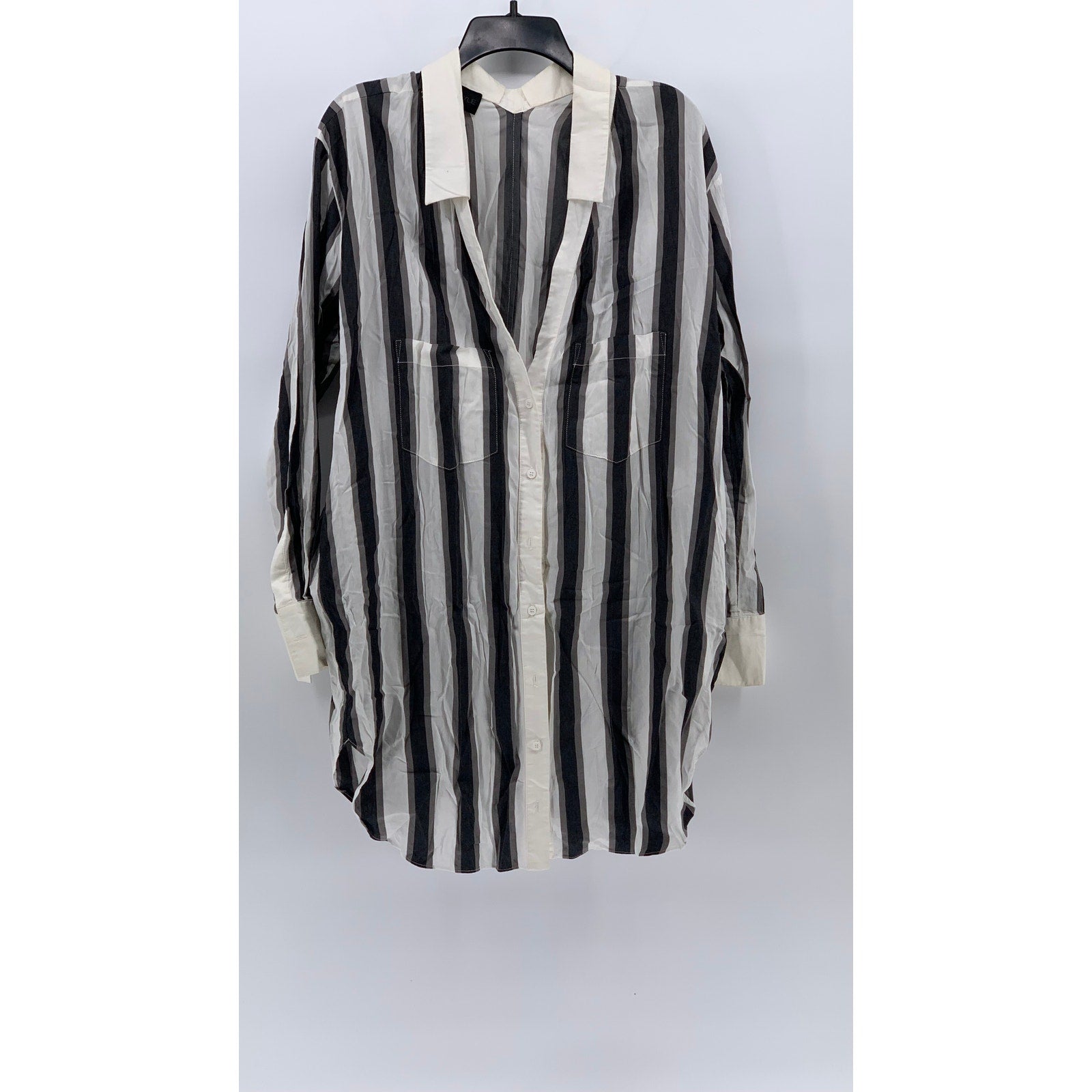 KENDALL & KYLIE Women's White-Black Striped Button-Up Shirt Dress SZS