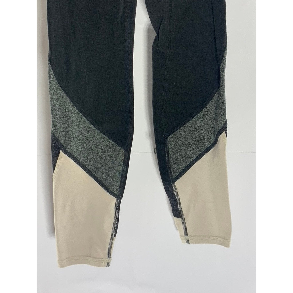 ATHLETA Women's Black/Cream Colorblock Salutation Pull-On Leggings SZ 2XS