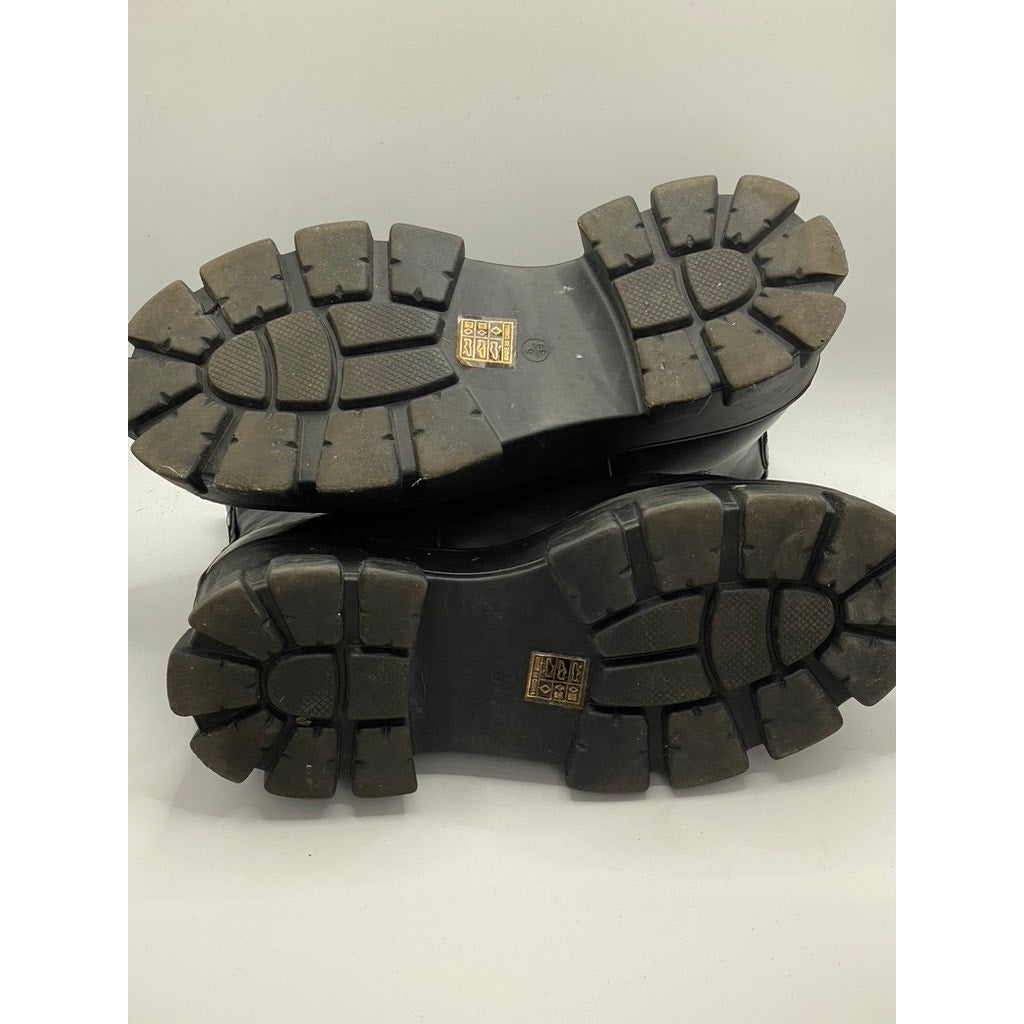 ASOS Women's Black Faux-Leather Lug-Sole Round-Toe Chelsea Ankle Boots SZ 6