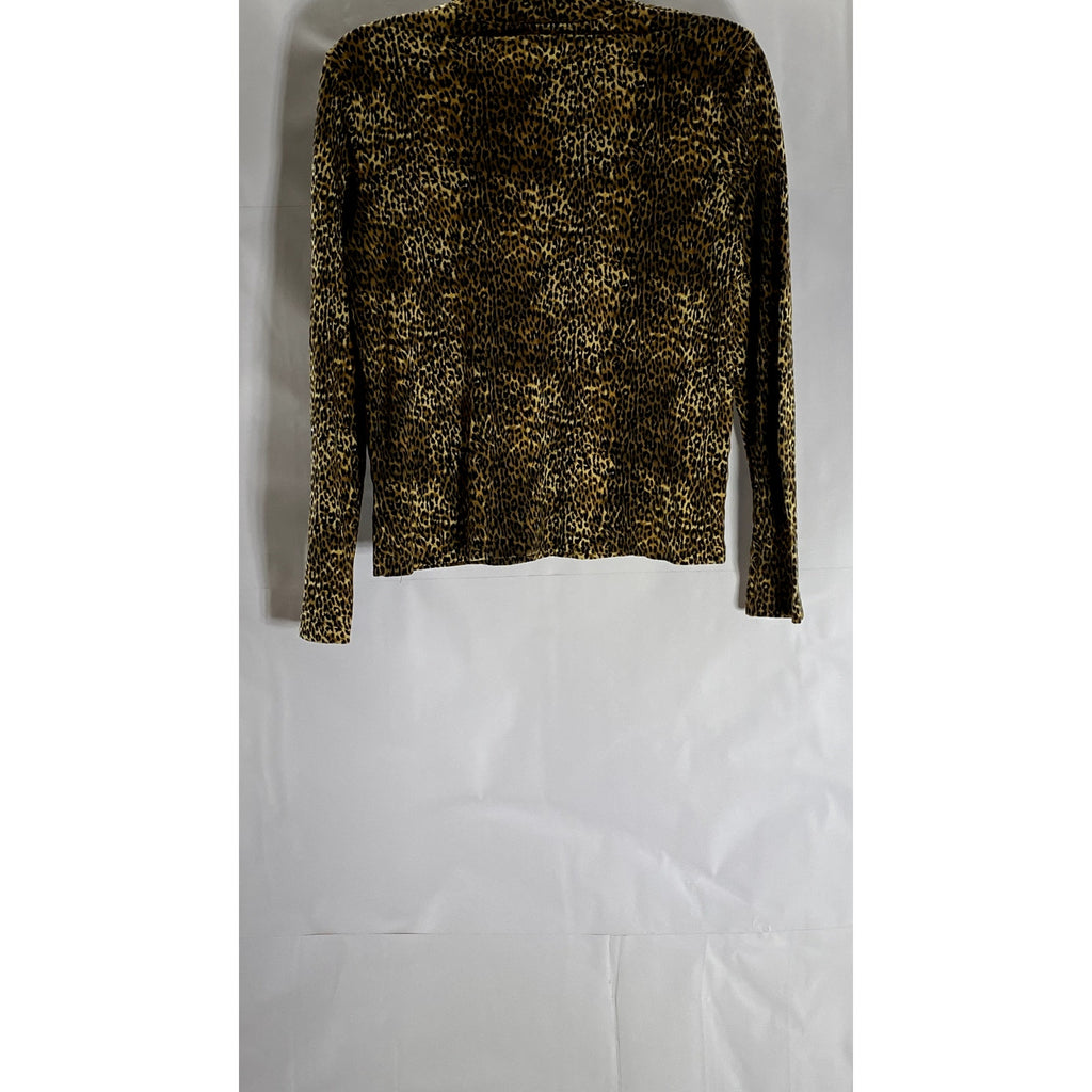 JONES NEW YORK SPORT Women's Brown/Black Animal Print Mock-Neck Top SZ S