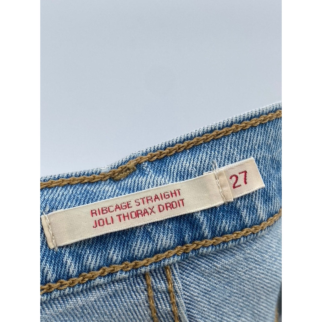 LEVI'S Women's Light Wash Denim Ribcage Straight Ankle Button-Fly Jeans SZ 27
