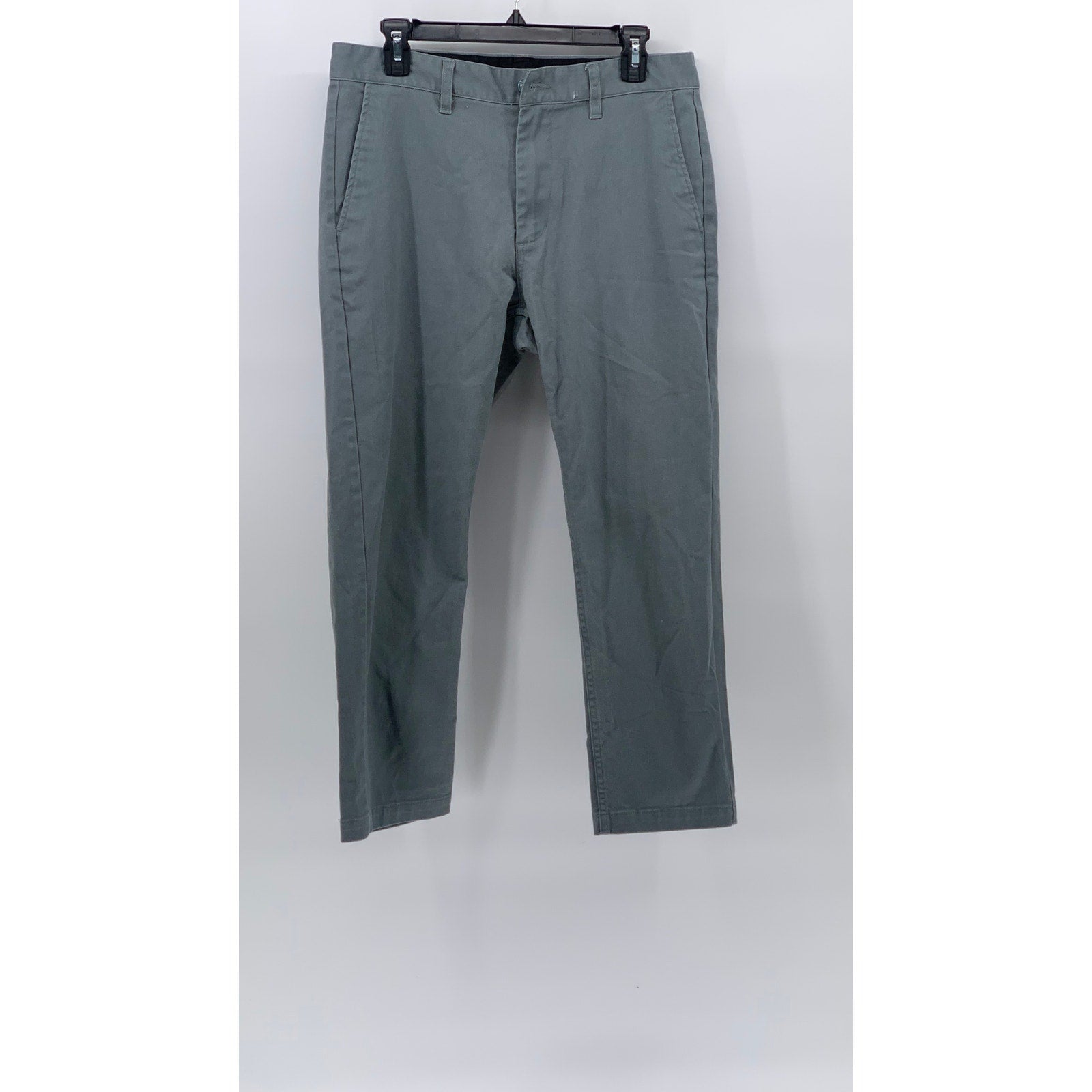 OBEY Men's Gray Solid Regular-Fit Tapered Leg Chino Pants SZ 32