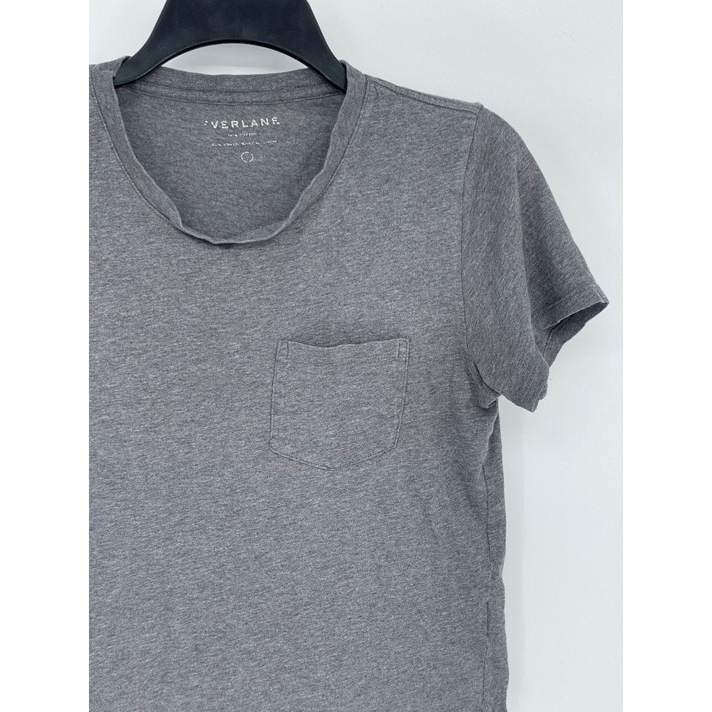 EVERLANE Women's Dark Gray The Box Crewneck Short Sleeve Cotton Top SZ S