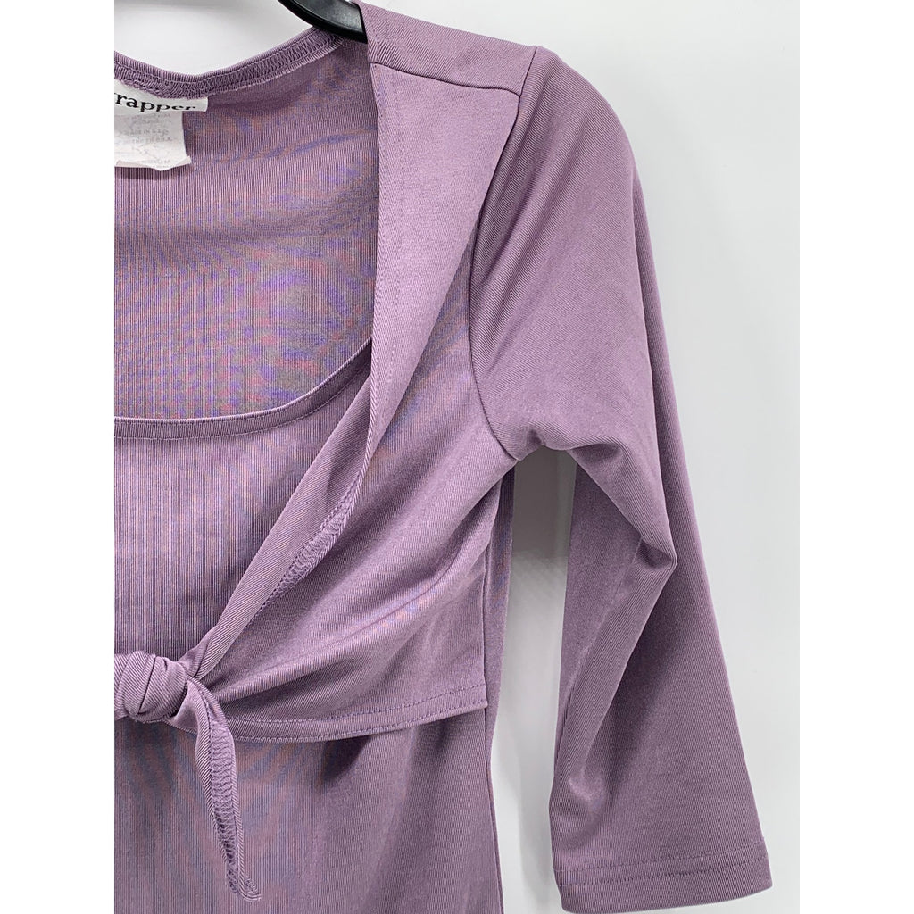 WRAPPER Women's Vintage Mauve 3/4 Sleeve Shawl Layered Scoop-Neck Top SZ M