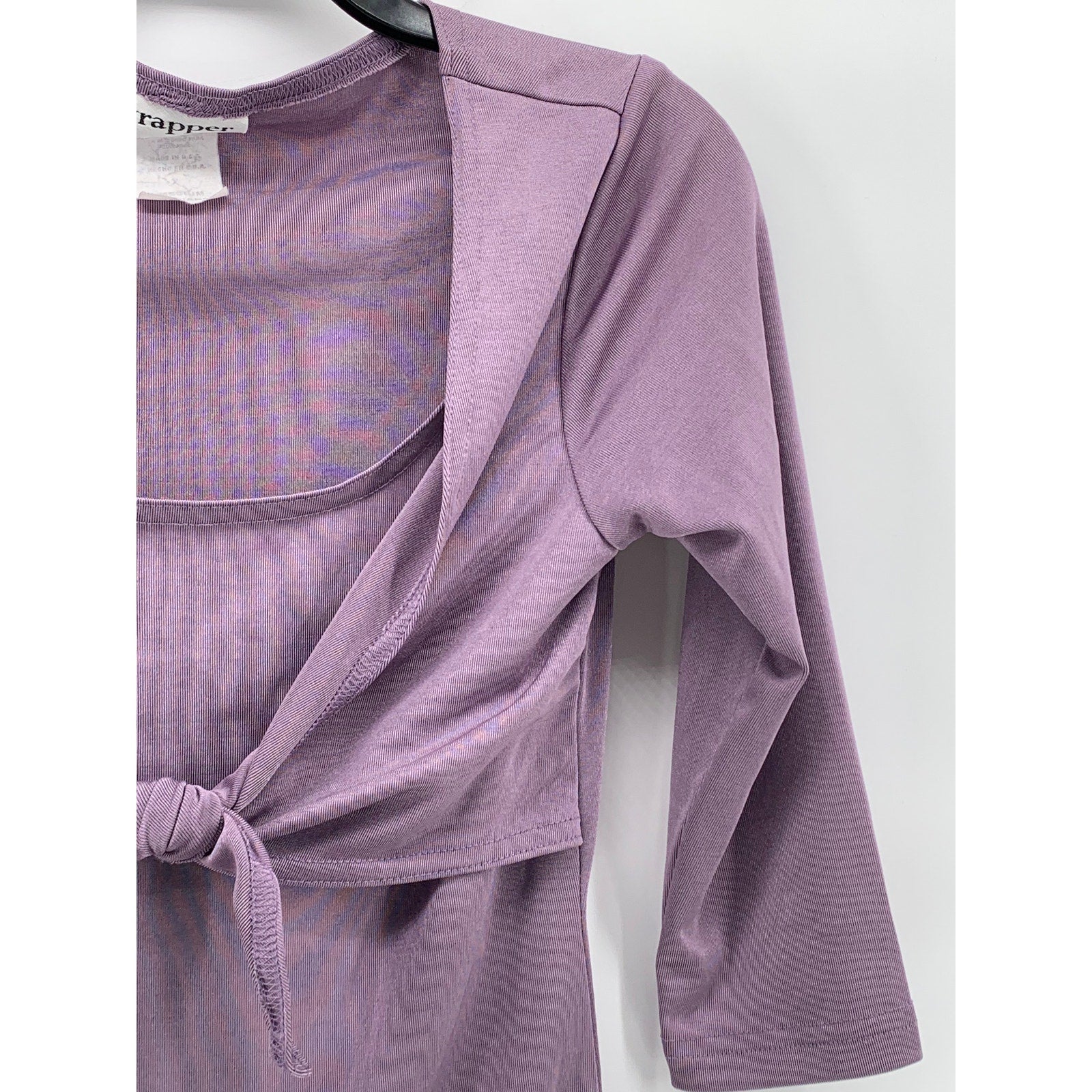 WRAPPER Women's Vintage Mauve 3/4 Sleeve Shawl Layered Scoop-Neck Top SZ M