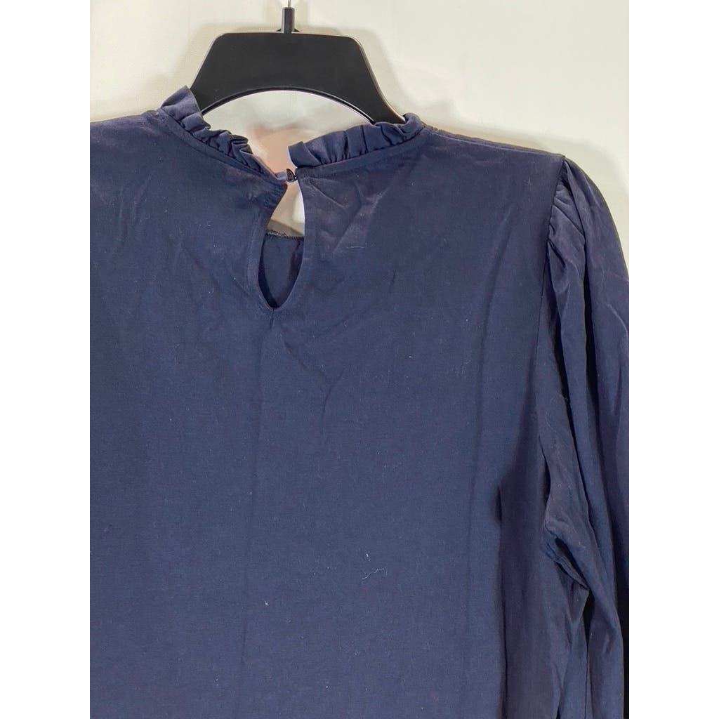 BODEN Women’s Navy Supersoft Frill Detail Long Sleeve Pullover Top SZ 10