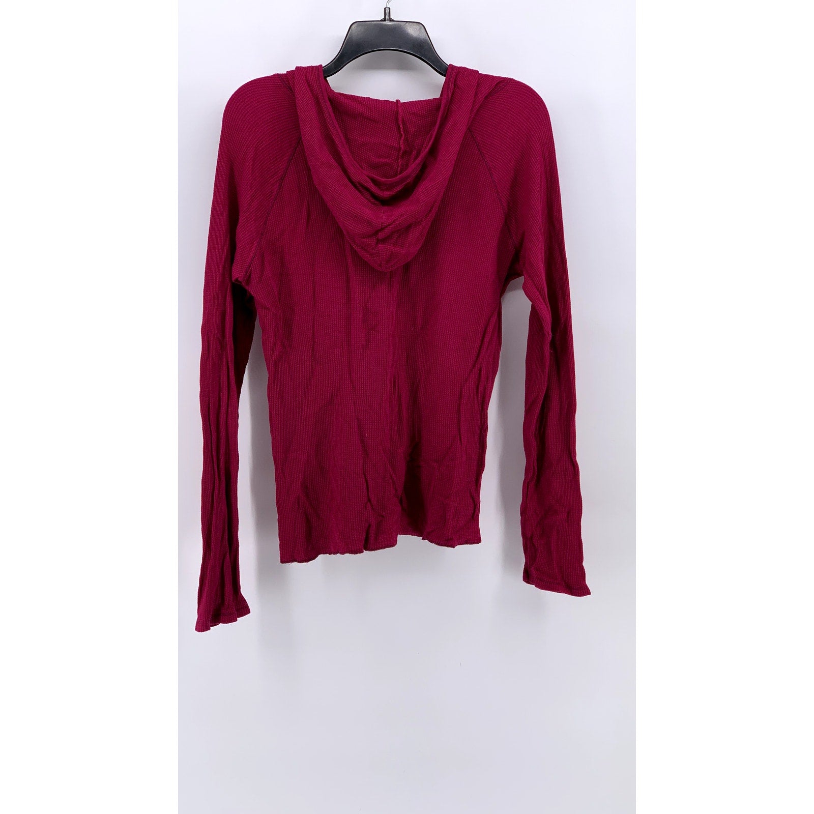 OLD NAVY Women's Vintage Perfect Fit Waffle Knit Henley Hooded Top SZ L