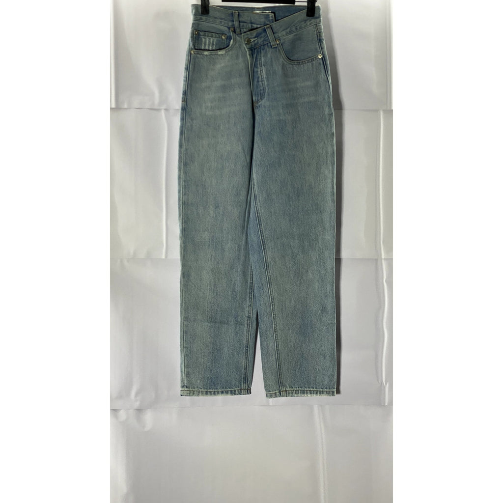 IN/CO Women's Light Blue Asymmetrical Waist Denim Straight-Leg Jeans SZ 23