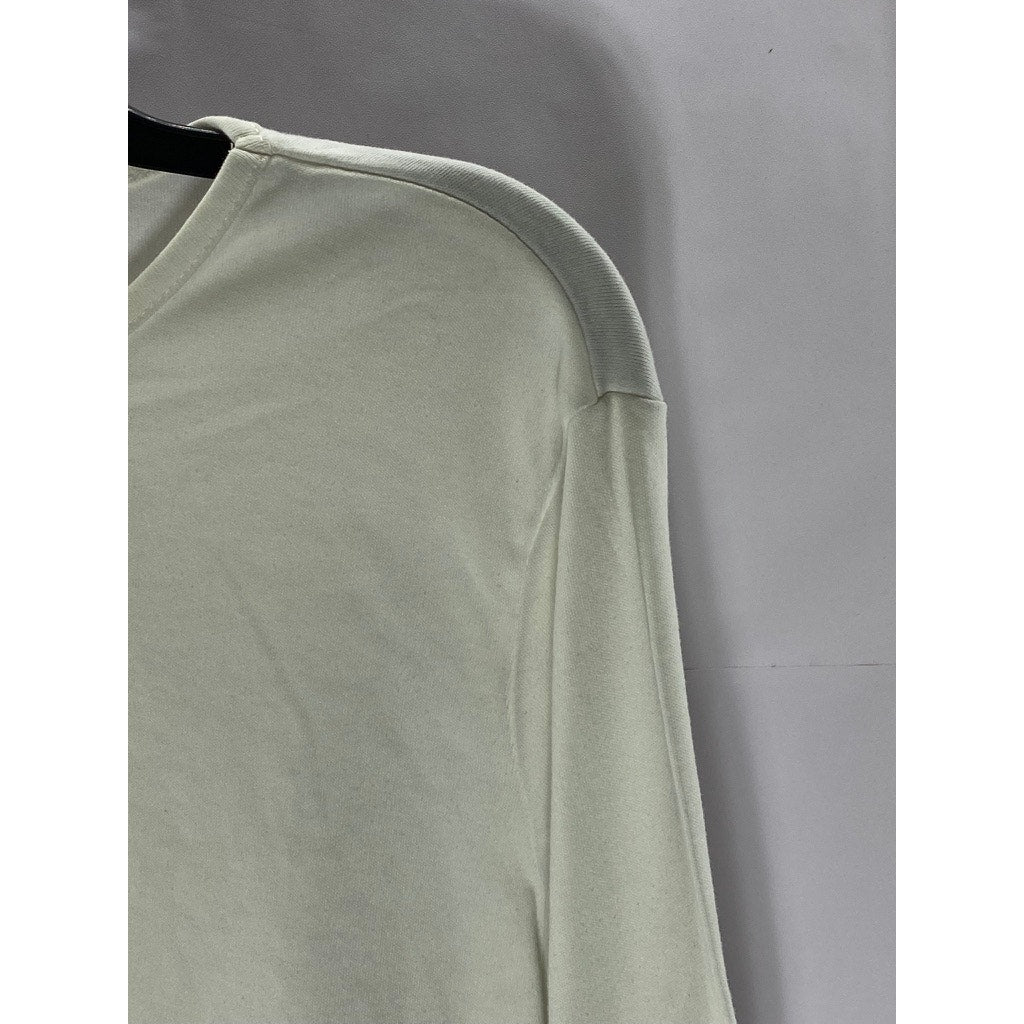 BLAIR Women's White Solid Scoop-Neck Casual Pointelle Long Sleeve Top SZ M